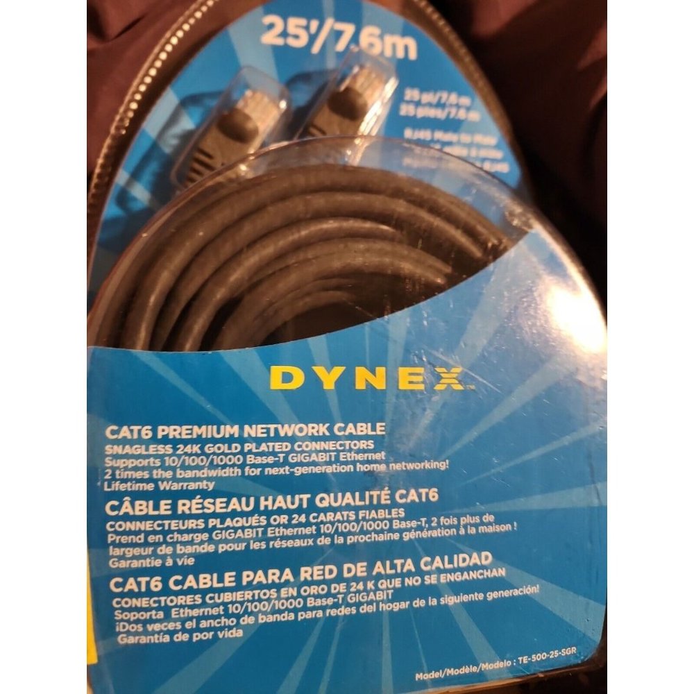 Dynex Ethernet Cord 25’ - New In Package! Grey rj45